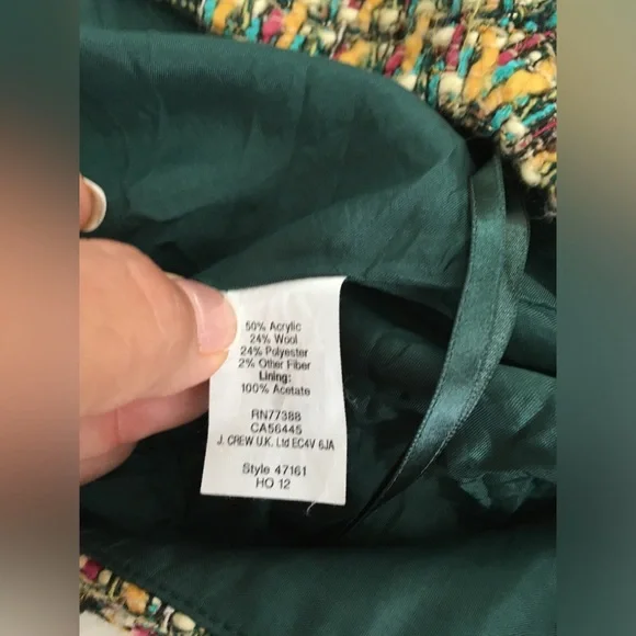 EUC Jcrew multicolored wool mini shirt with gold zippers, fully lined, back zip. - Picture 4 of 9